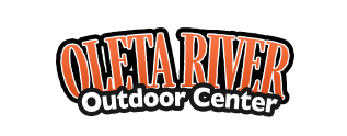 A black and orange logo for the delta river outdoor center.